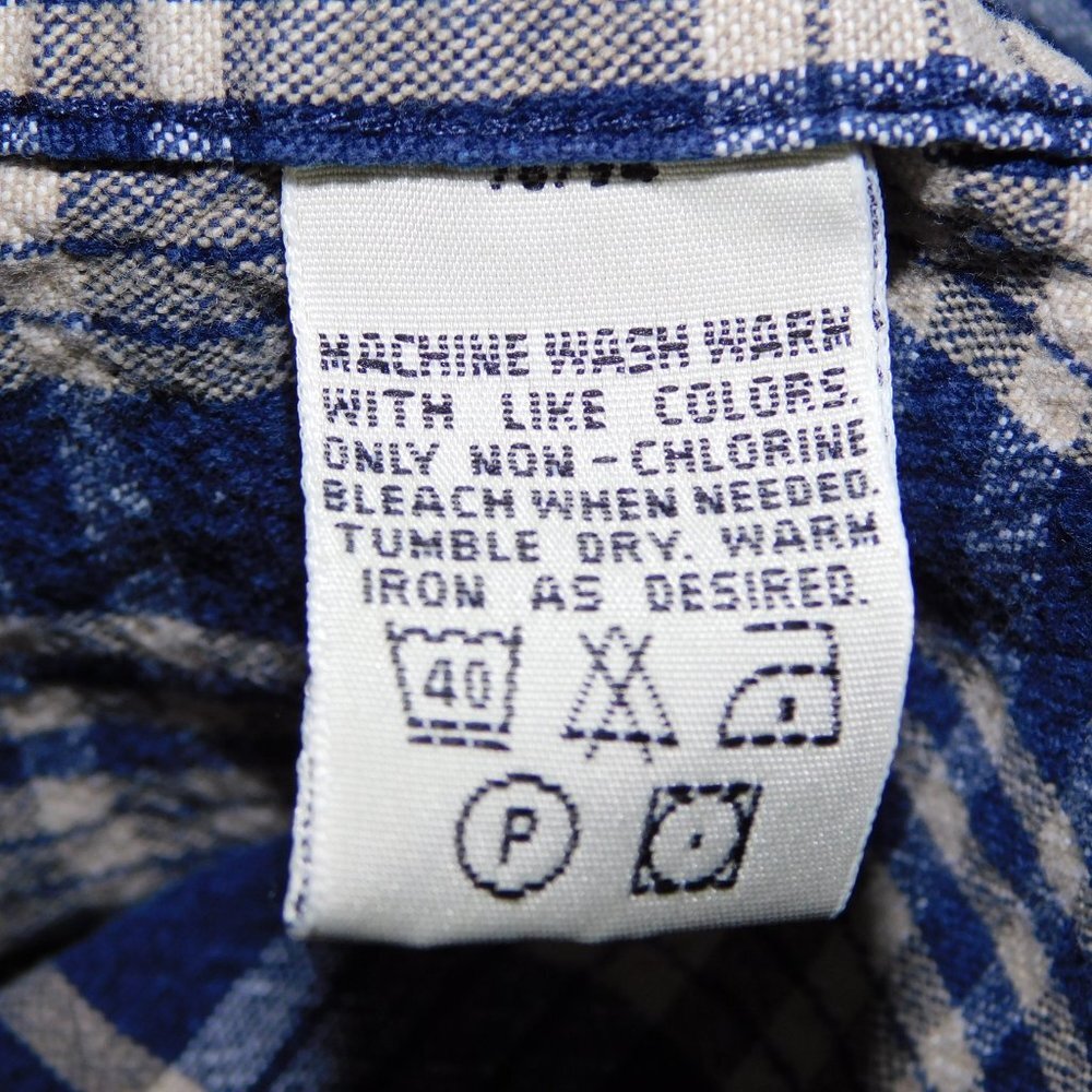 Eddie Bauer L Tall LT Ultralong Blue Cream Plaid Long Sleeve Button Front shirt - Picture 6 of 9